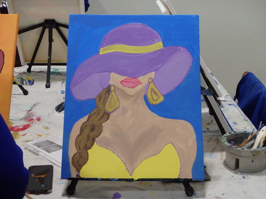 Glamour Gal with Hat - 12 x 12