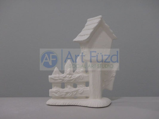 xxx-Love Grows Here Birdhouse with Picket Fence and Flowers ~ 5.5 x 3 x 6.25