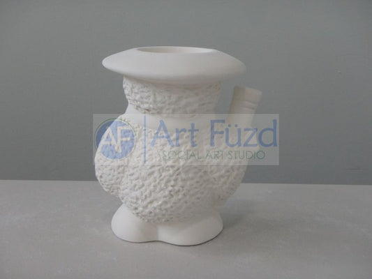 xxx-Medium Penguin Candle Holder Holding Scroll with Holly ~ 4.75 x 3.75 x 5