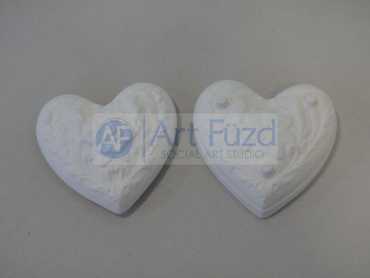 Small Ornate Footed Heart Box with Rose Design ~ 2 x 2 x 3