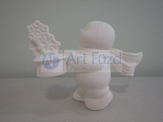 Cute Snowman with Hat of Snowflakes Ornament ~ 4 x 1.5 x 3