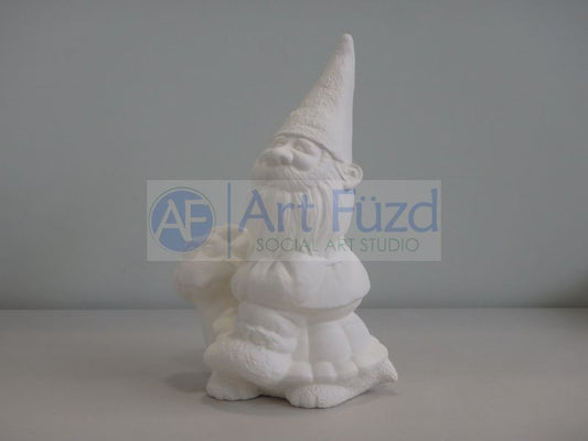 Large Gnome Sitting and Riding on a Turtle Figurine ~ 8.75 x 7.5 x 11