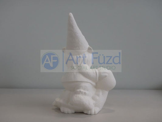 Large Gnome Sitting and Riding on a Turtle Figurine ~ 8.75 x 7.5 x 11