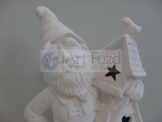 Large Gnome with Three Birdhouses with Cut-Outs ~ 11.25 x 5.5 x 17.5