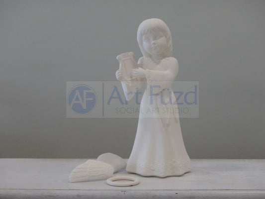 Tall Realistic Angel Playing the Harp ~ 14 in. high