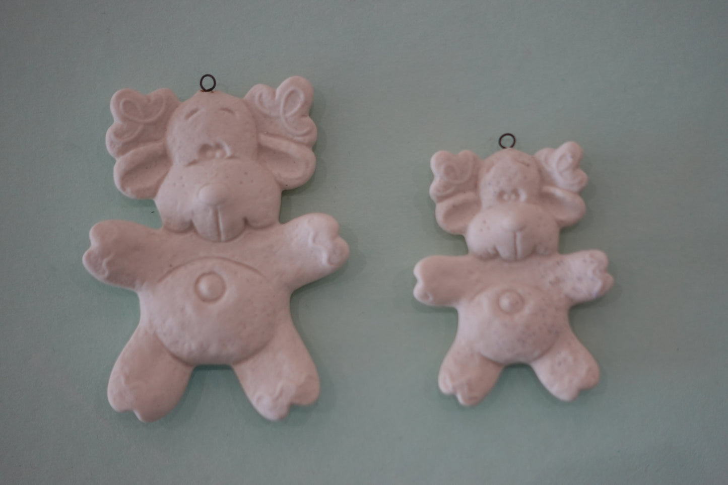 BUNDLE:  2 flat reindeer ornaments (assorted)