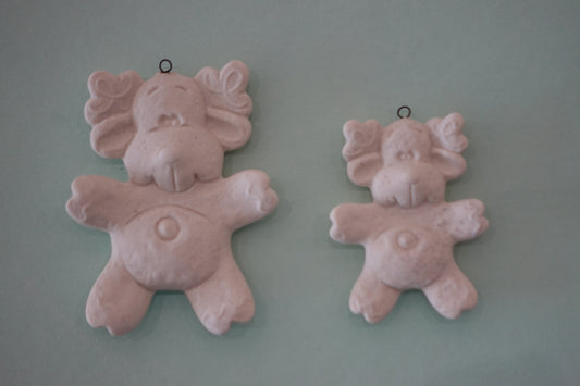 BUNDLE:  2 flat reindeer ornaments (assorted)