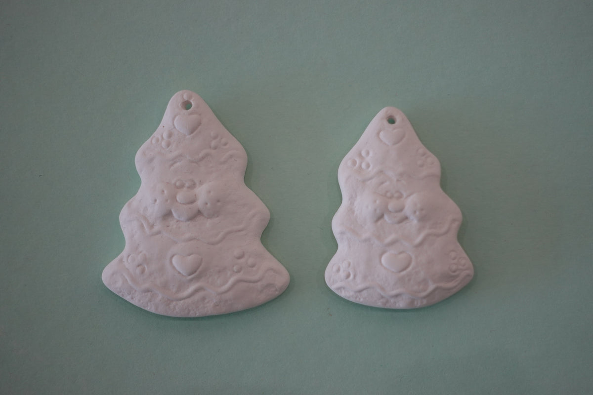 BUNDLE:  2 flat tree face ornaments (assorted)