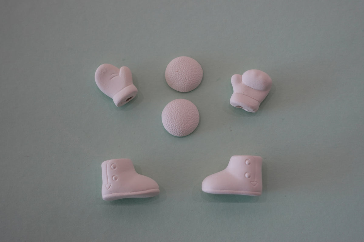 Bundle:  6 snowbaby pcs. (mittens, buttons, boots) ($38)