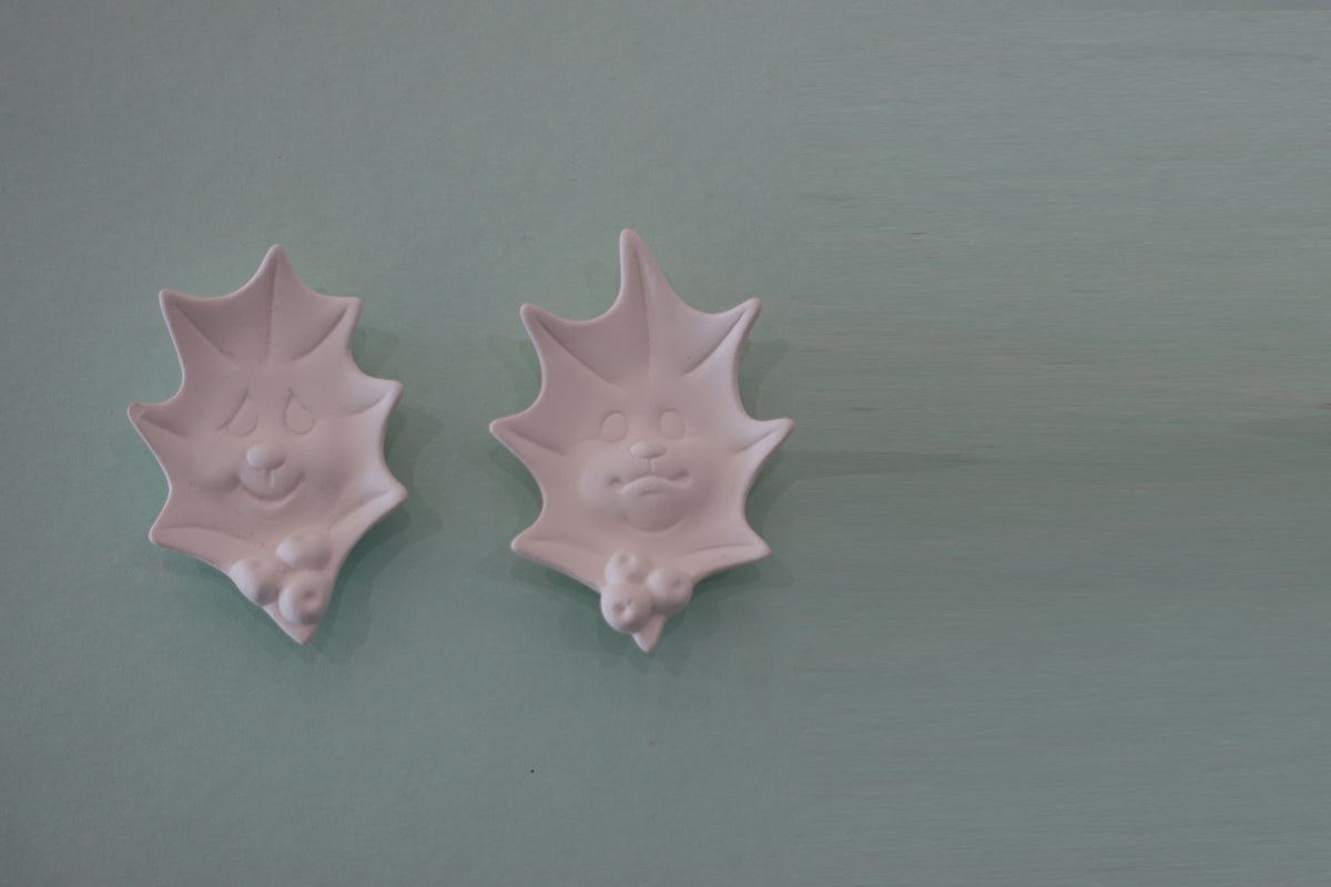 Bundle:  2 holly leaf faces (assorted) ($28)