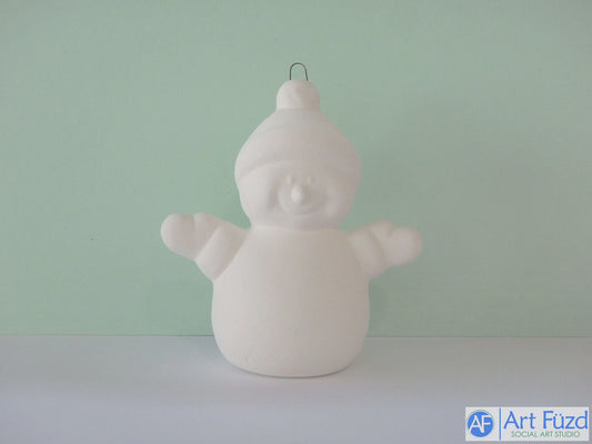 Adorno navideño de muñeco de nieve con sombrero y gancho (3,5 x 1,75 x 4)