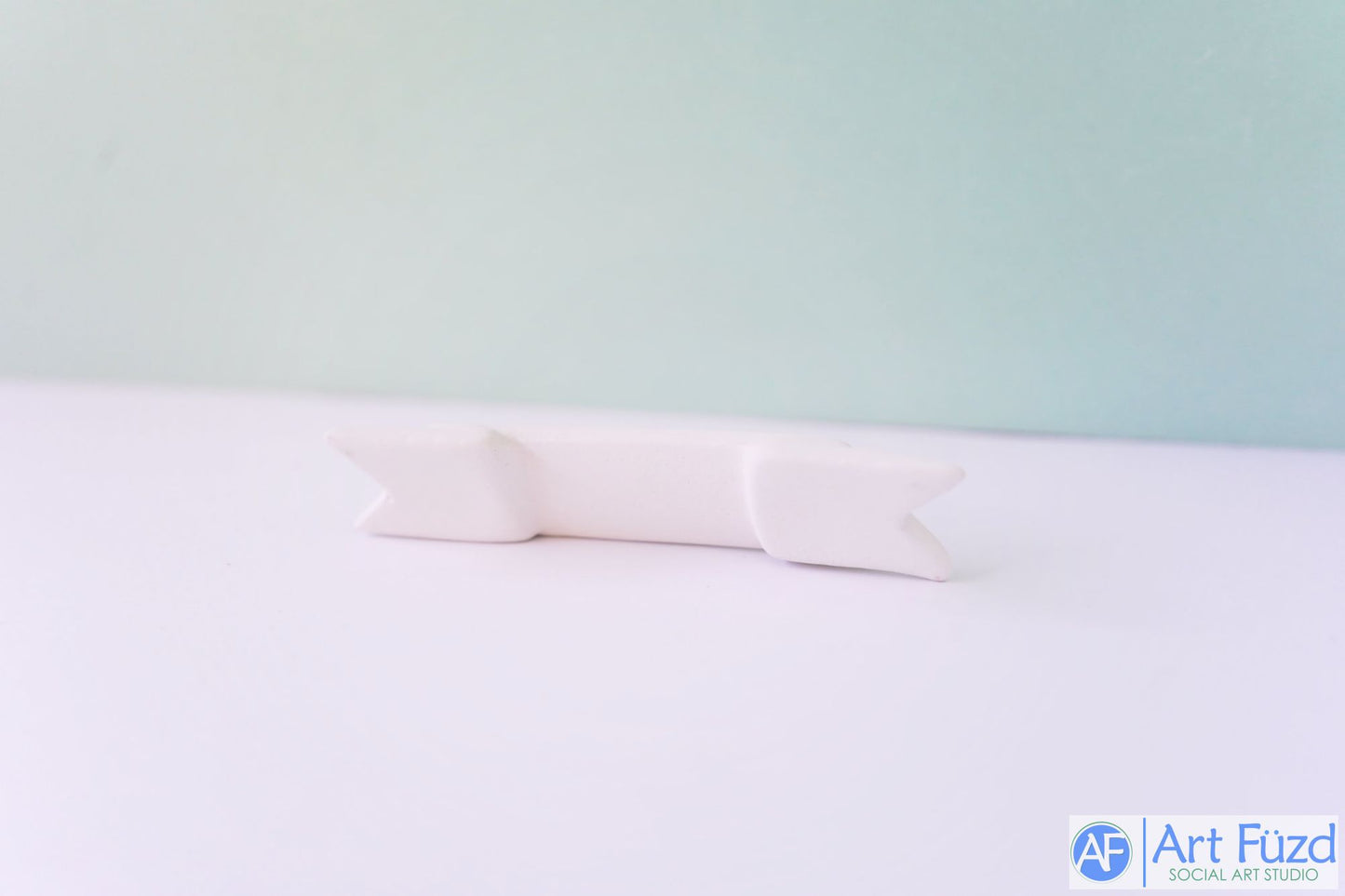 Large Ribbon Banner Bisquie ~ 4.25 x 1