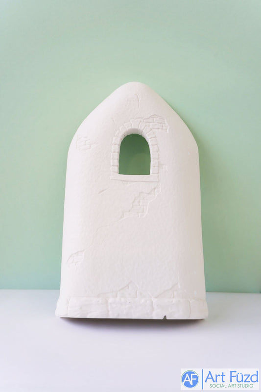 Large Arched Rustic Castle Wall with Cut-Out Window ~ 9.5 x 2.75 x 17