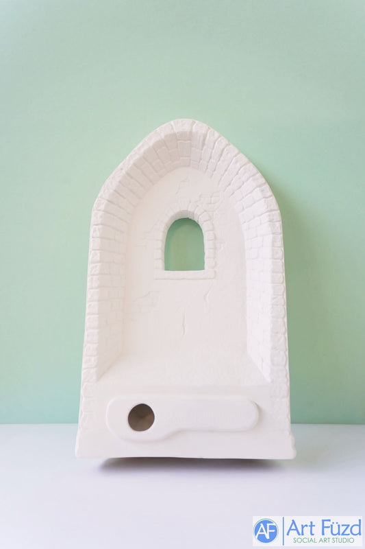 Large Arched Rustic Castle Wall with Cut-Out Window ~ 9.5 x 2.75 x 17