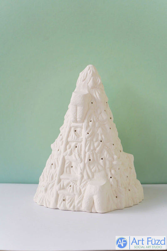 Large Christmas Tree with Snowbaby Face and Ladder and Legs ~ 7.5 x 7.5 x 9