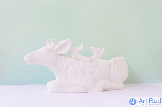 Large Sitting Reindeer Container or Serving Bowl ~ 15.75 x 7 x 6.75