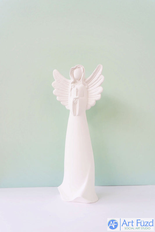 Large Tall Faceless Angel Lady with Candle ~ 6 x 3.5 x 13.5
