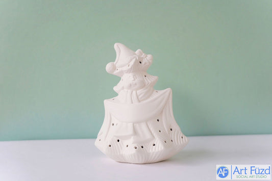 Medium Cat Face Tree Lantern holding a Banner ~ 5 x 4.25 x 6