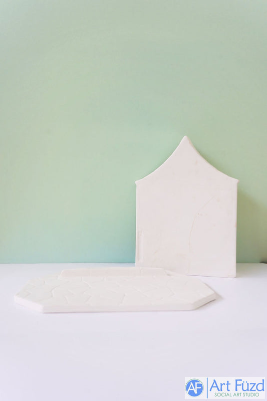 Large Two-Piece Christmas Decorated Door with Brick or Rock Patterned Base~ 7.5 x 2 x 9.5, 10.5 x 7.75 x 0.75 (base)