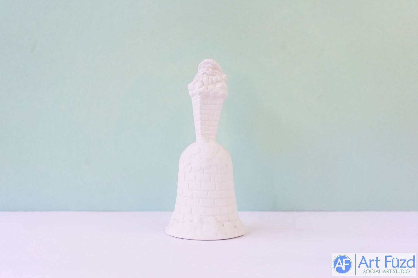 Christmas Holiday Bell with Santa Emerging from Chimney  ~ 2.75 x 2.75 x 5