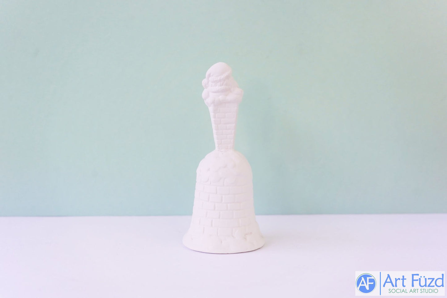 Christmas Holiday Bell with Santa Emerging from Chimney  ~ 2.75 x 2.75 x 5