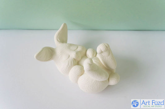 xxx-Medium Sleeping Happy Bunny ~ 5.75 x 4 x 3