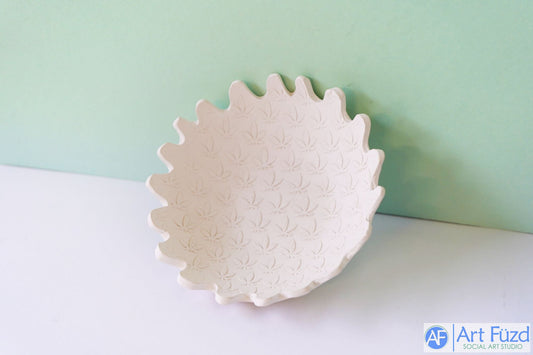 Round Embossed Cannabis Leaf Bowl (12 oz.) ~ 6.25 in. dia. x 2 in. high