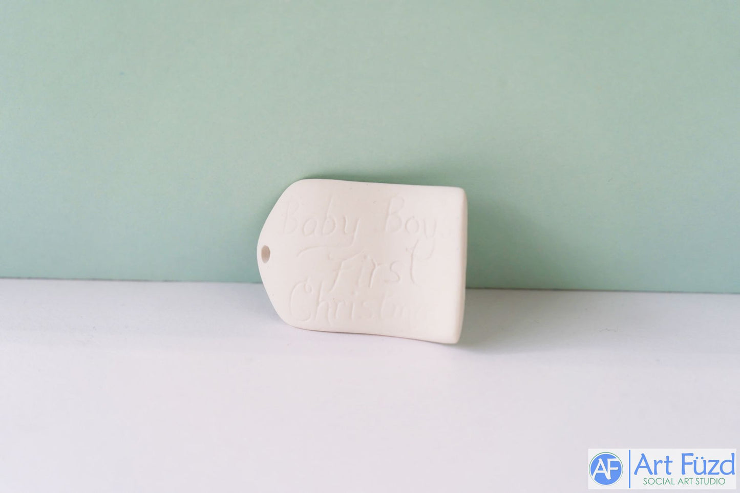 Flat Holiday Ornament or Gift Tag - Baby Boy's First Christmas