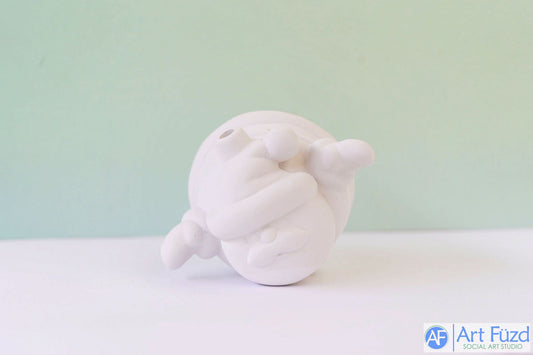 Flying Chubby Santa Holiday Ornament, includes Hook ~ 4.25 x 4.25