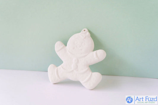Flat Gingerbread Boy Jumping Holiday Ornament ~ 2.75 x 3 x 0.25