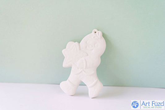 Flat Gingerbread Boy with Star Holiday Ornament ~ 2.75 x 3.75