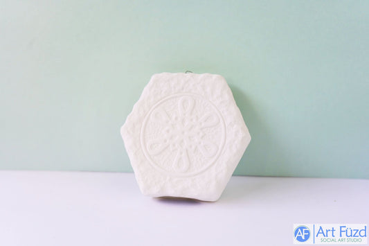 *Two-Sided Ornate Snowflake and Snowman with Gifts Hexagon Holiday Ornament with Hook ~ 4.25 x 1.5 x 4.25