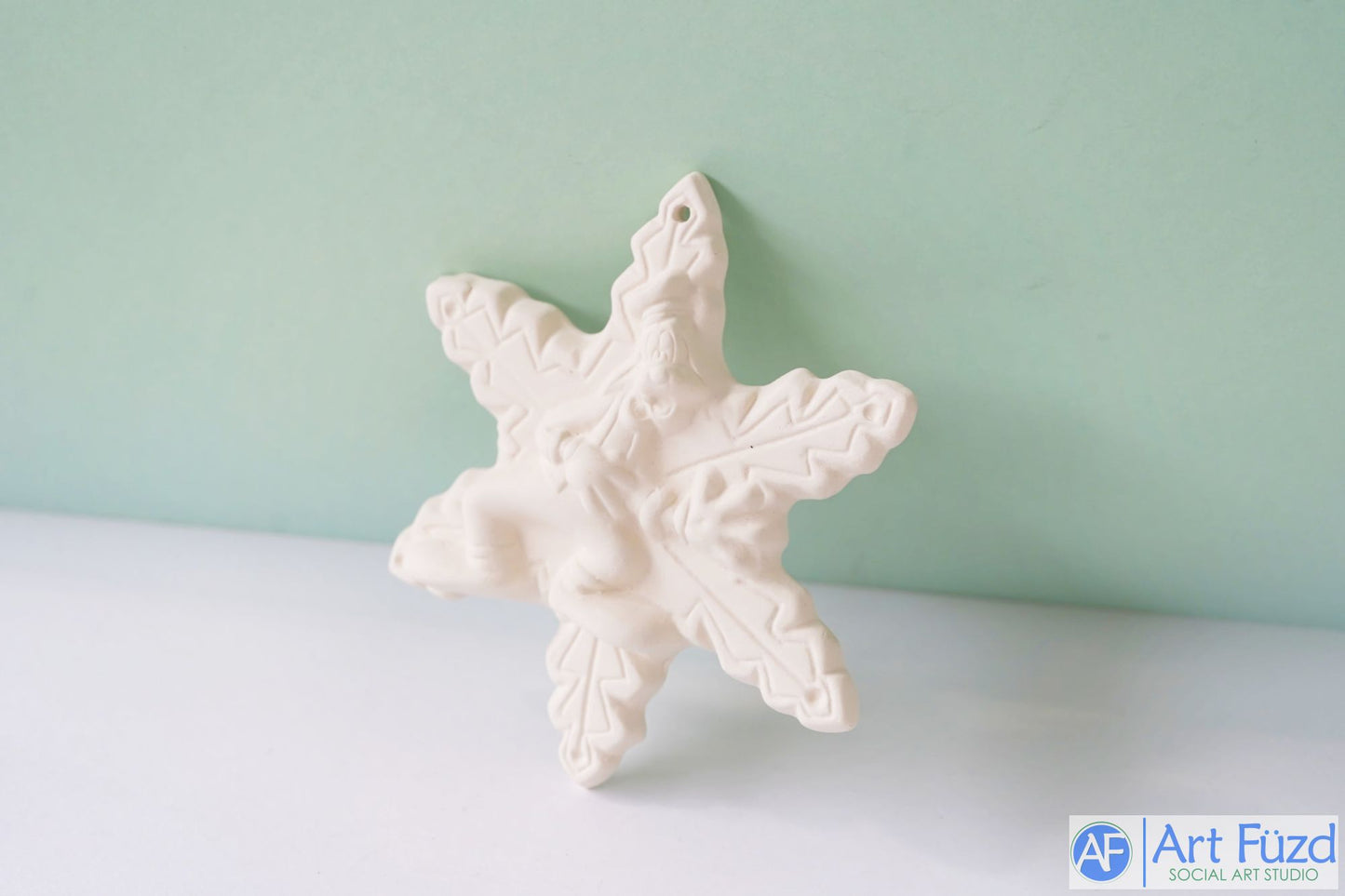 Large Flat Goofy Snowflake Holiday Star Ornament with Hole ~ 5 x 5 x 1