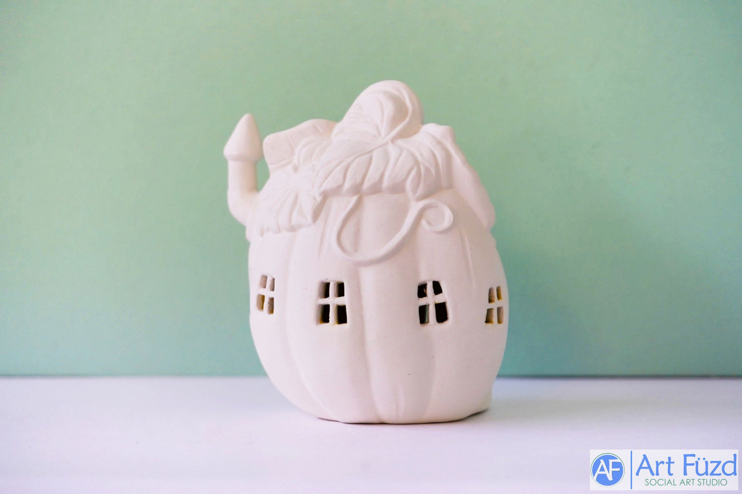 xxx-Leaf Top Fairy House (pre-glazed yellow inside) ~ 5 x 4.25 x 5.5