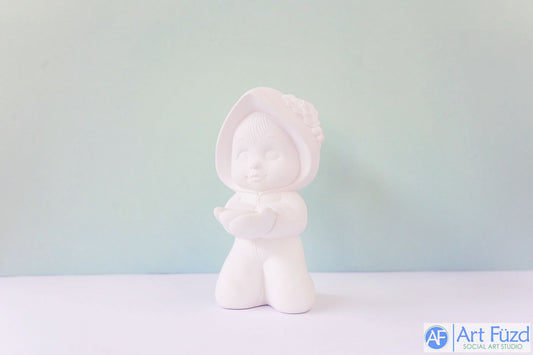 Snow Baby Girl Kneeling with Hands Out (goes with Fancy Sleigh) ~ 3 x 5 x 6.5