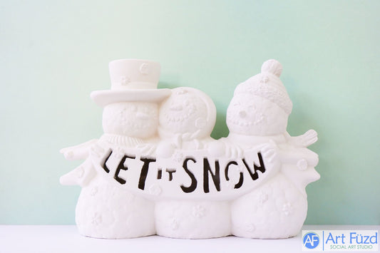 Large Trio of Snowman "LET IT SNOW" ~ 13.25 x 4.25 x 9