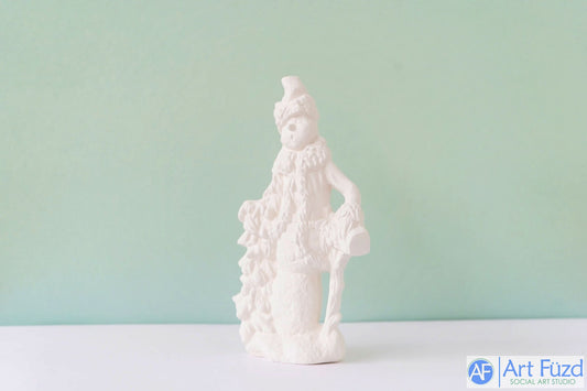 Medium Slim Snowman Leaning on Mailbox and Tree ~ 4.5 x 2 x 8