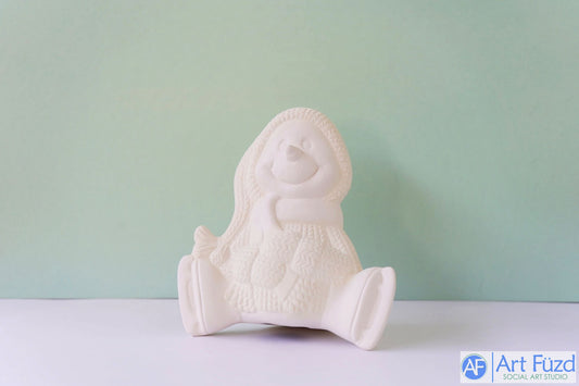 Mittlerer Schneemann mit Mütze, Schal und Fäustlingen und Schlittschuhen ~ 6 x 3,75 x 6