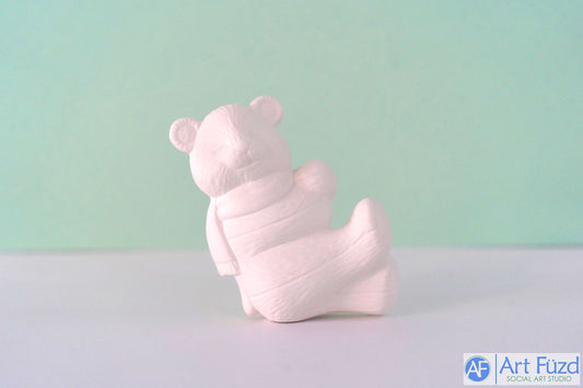 xxx-Small Bear in Winter Scarf Leaning Back ~ 3 x 1.5 x 3