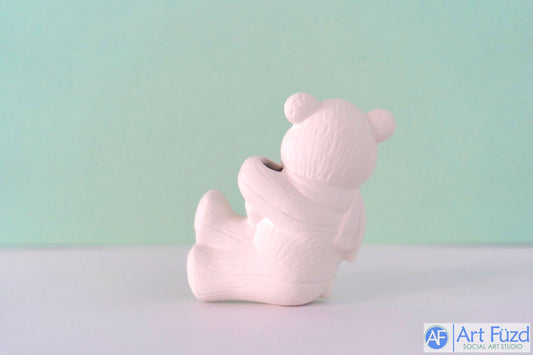 xxx-Small Bear in Winter Scarf Leaning Back ~ 3 x 1.5 x 3