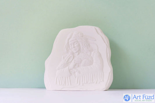 Large Carved Rock with Native American Chief ~ 10 x 3 x 10