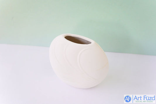 xxx-Jarrón Art Déco redondo pequeño con detalle de enredadera ~ 5,75 x 2,75 x 4,75