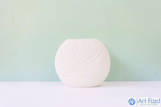 xxx-Jarrón Art Déco redondo pequeño con detalle de enredadera ~ 5,75 x 2,75 x 4,75