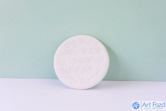 Small "Mother Sew Dear" Plaque or Bisquie ~ 4.25 x 4.25 x 0.25