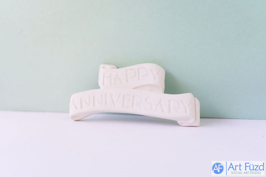 Large Flat Word Banner Scroll - Happy Anniversary ~ 4.25 x 2