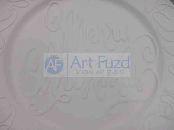 Large Round "Merry Christmas" with Christmas Lights Serving Platter ~ 13 in. dia.