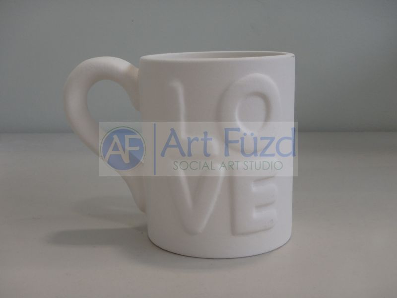 LOVE Mug with Raised Letters (12 oz.) ~ 3.25 in. dia. x 3.75 in. high
