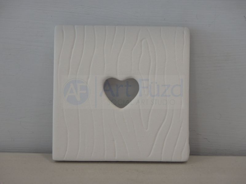Rustic Wood-Grain Heart Coaster ~ 3.75 x 3.75