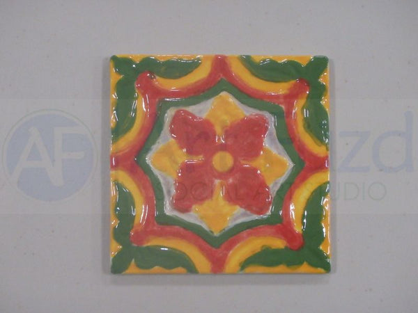 Catalina Coaster or Decorative Tile in Scalloped Flower Design ~ 3.5 x 3.5 x 0.25