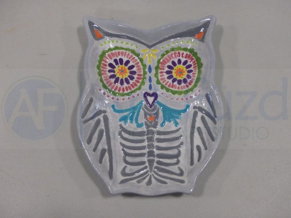 Day of the Dead Owl Dish ~ 4.75 x 6 x 0.75